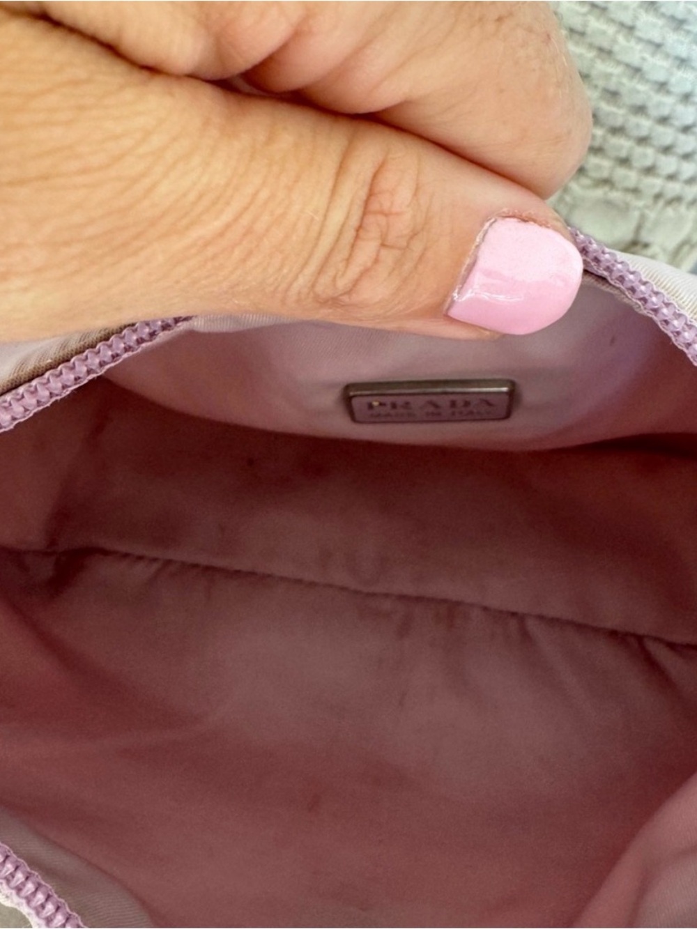 Prada Vintage Lavender Lilac Nylon Mini Hobo Shoulder Bag RARE color + COA - Picture 7 of 8